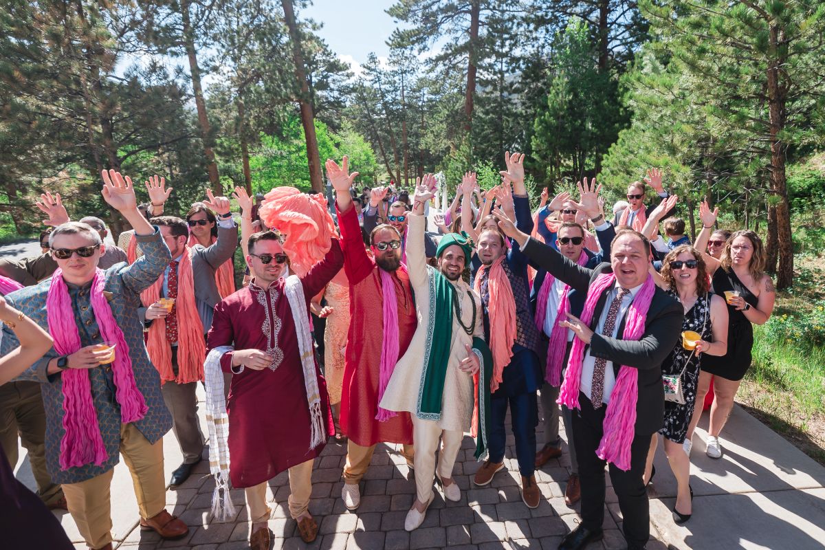 ptaufiq-Indian-wedding-Della Terra Mountain Chateau- Colorado-baraat 1