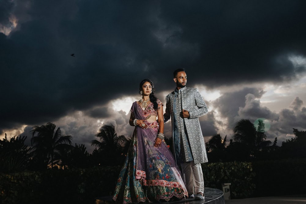 Indian Bride and Groom Portrait Photos Night 1